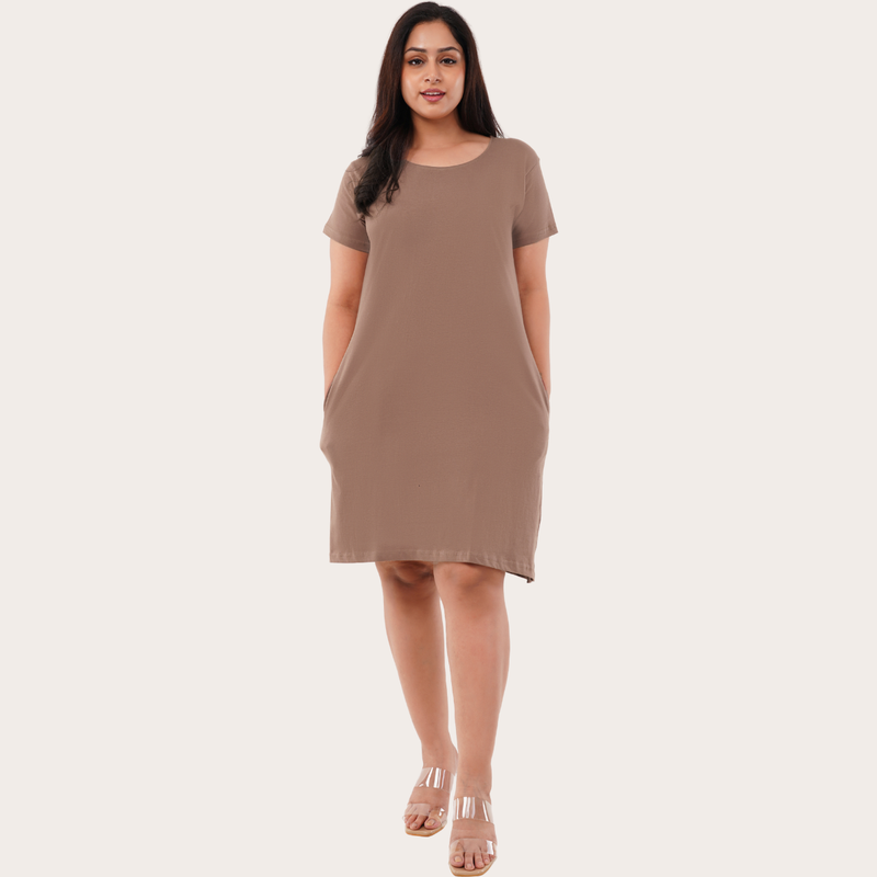 Mocha Mousse Tshirt Dress (Pantone Color of the Year 2025)