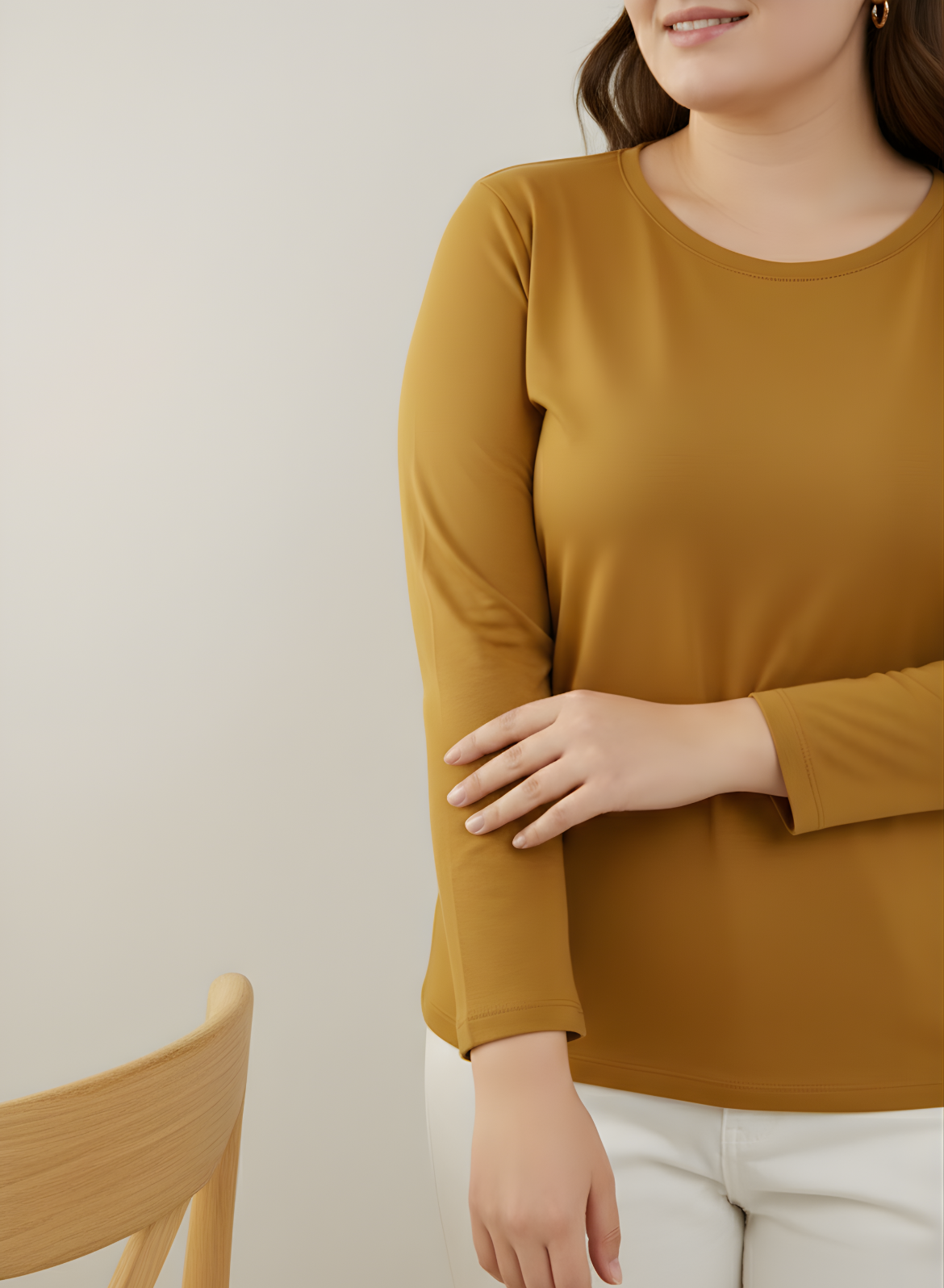 Rustic Charm Full Sleeves Solid T-shirt for Women