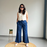 Navy Blue Wide Leg Pants