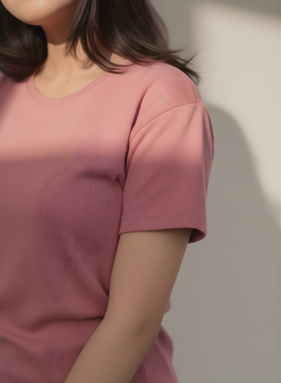 Powerful Pink Solid T-shirt for Women