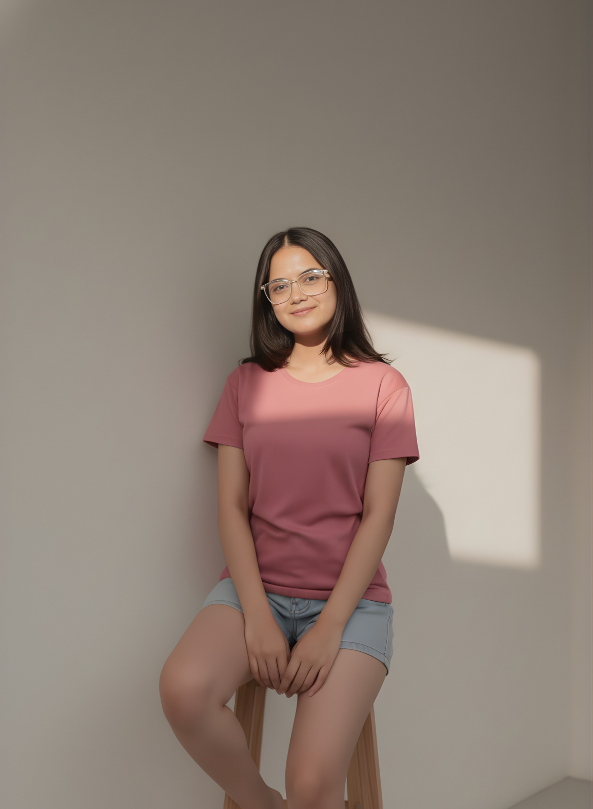 Powerful Pink Solid T-shirt for Women