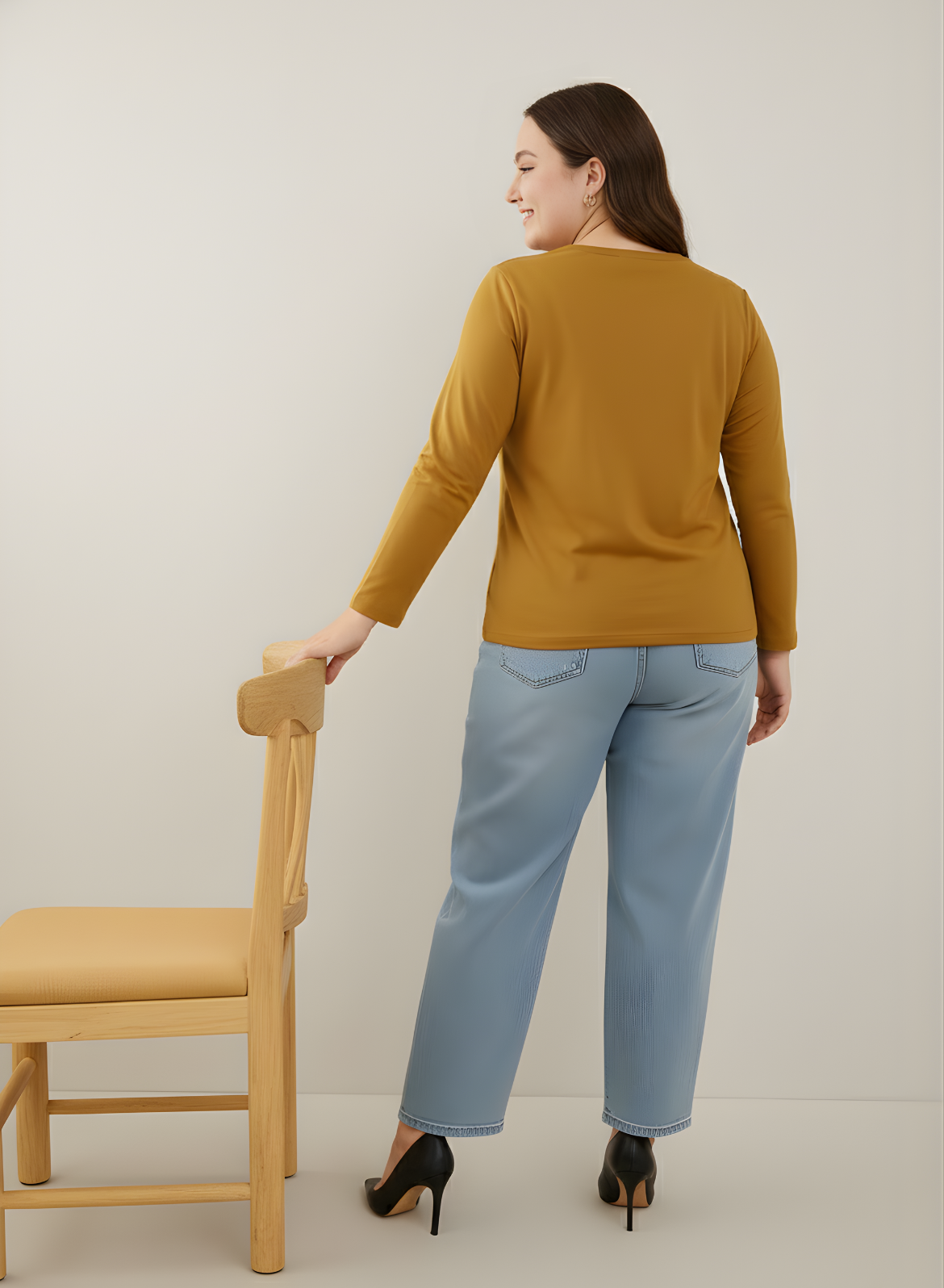 Rustic Charm Full Sleeves Solid T-shirt for Women