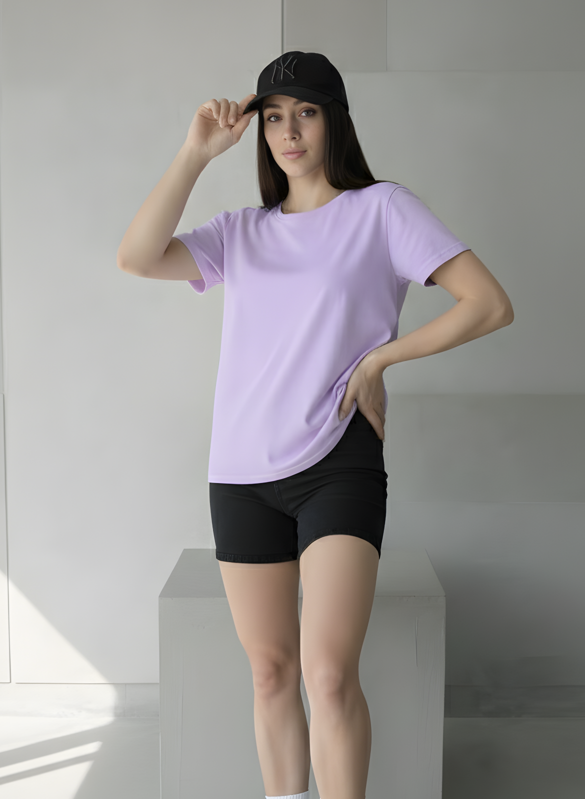Lavish Lilac Solid T-shirt for Women