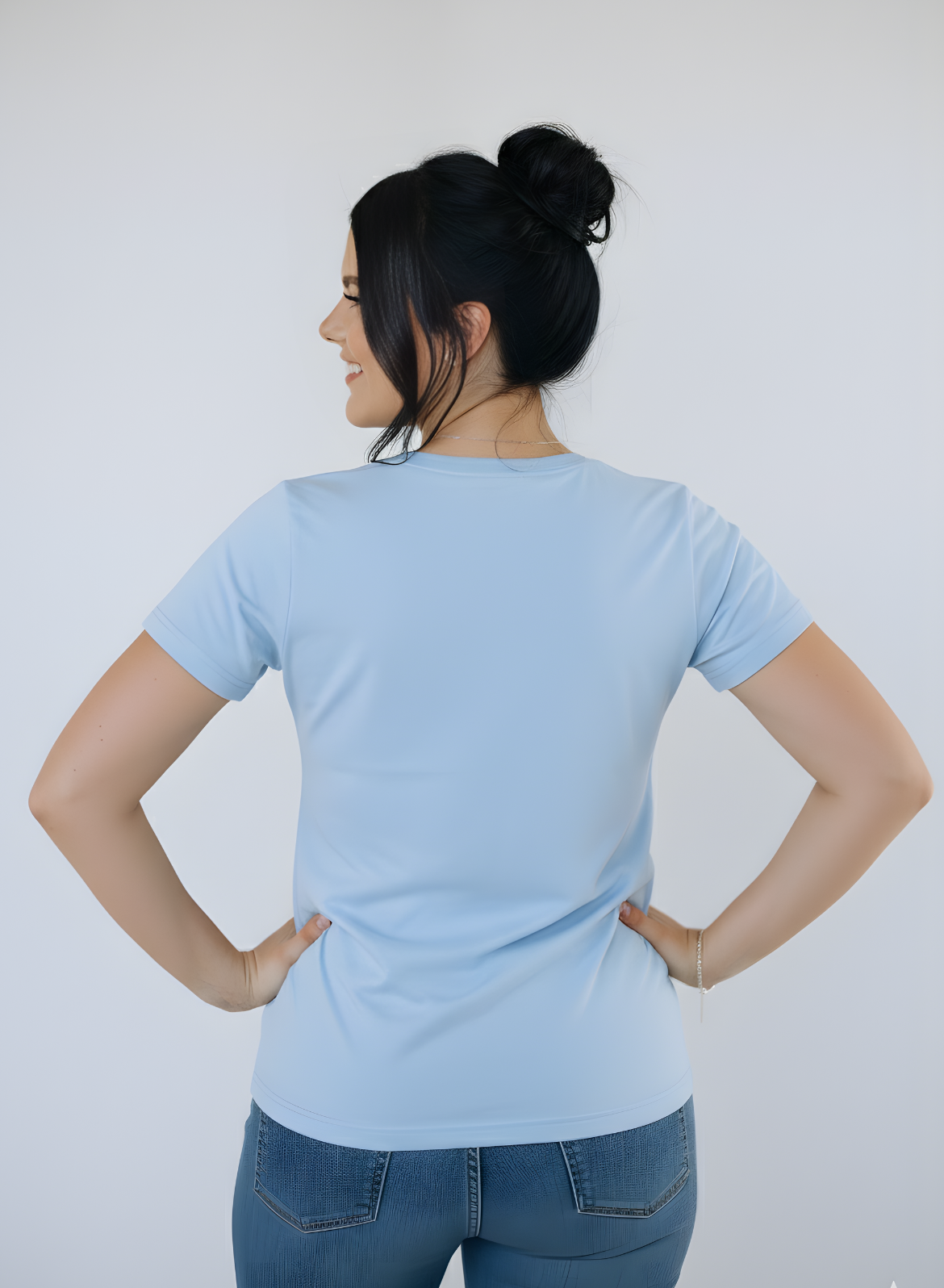 Round O Clock Baby Blue Tshirt for Women