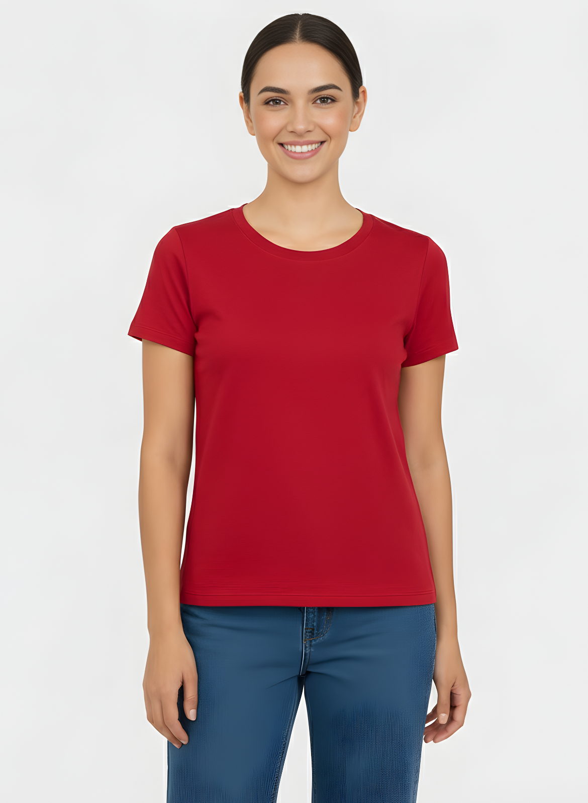 Magnetic Maroon Solid T-shirt for Women