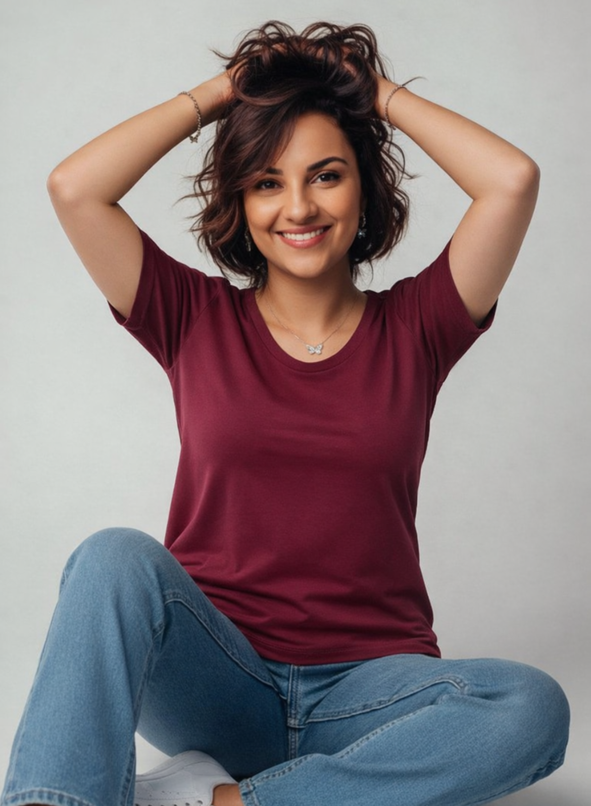 Round O Clock Burning Burgundy Tshirt for Women