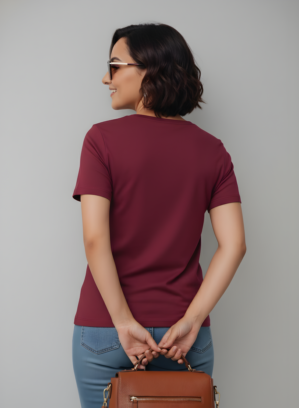 Round O Clock Burning Burgundy Tshirt for Women