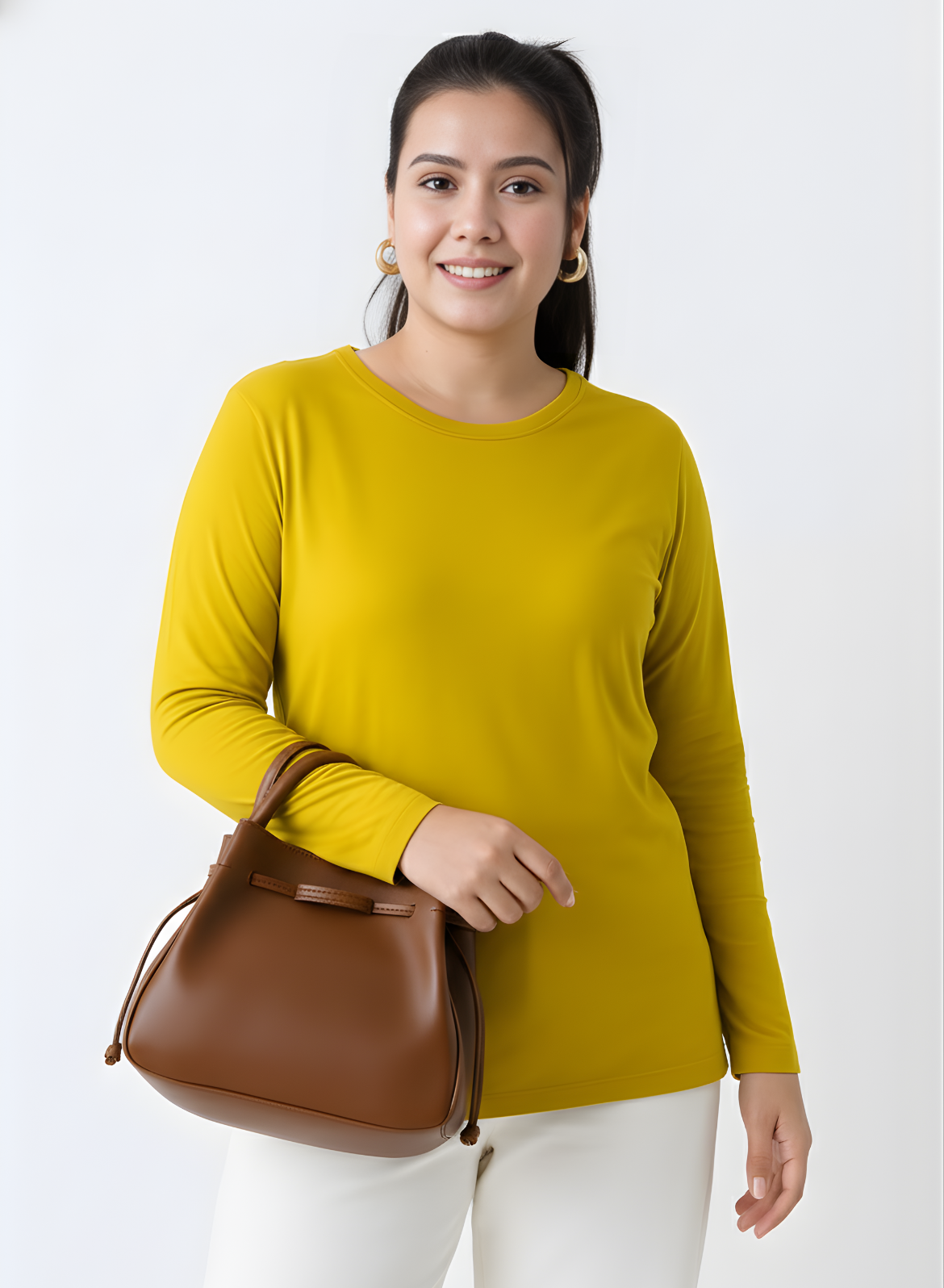 Sunshine Sorbet Full Sleeves Solid T-shirt for Women