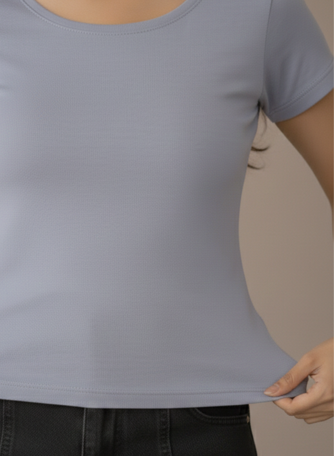 Gallant Grey Solid T-shirt for Women