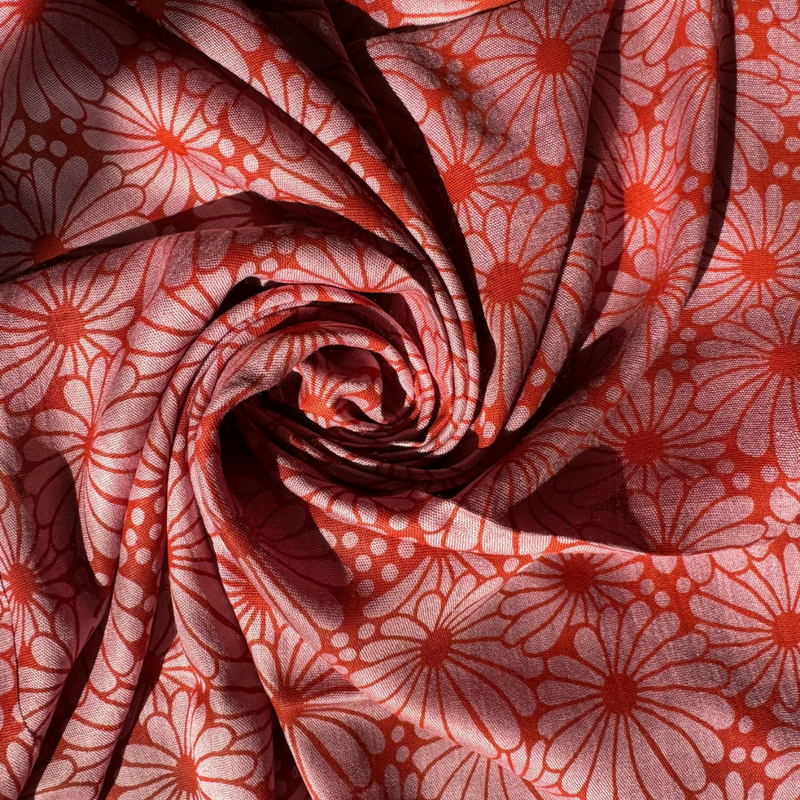 Spring Spark Floral Red Cotton Scarf