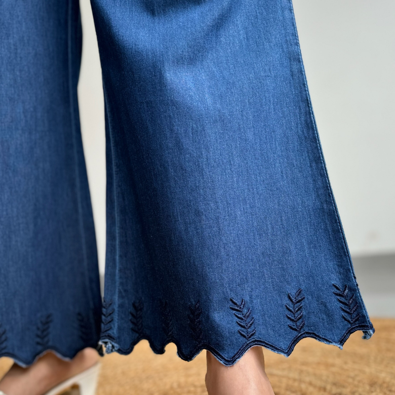 Navy Blue Wide Leg Pants