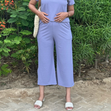 Airy Orchid Ribbed Culottes Trousers