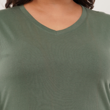 Matcha Mint Full Sleeves V-Neck T-shirt