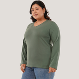 Matcha Mint Full Sleeves V-Neck T-shirt