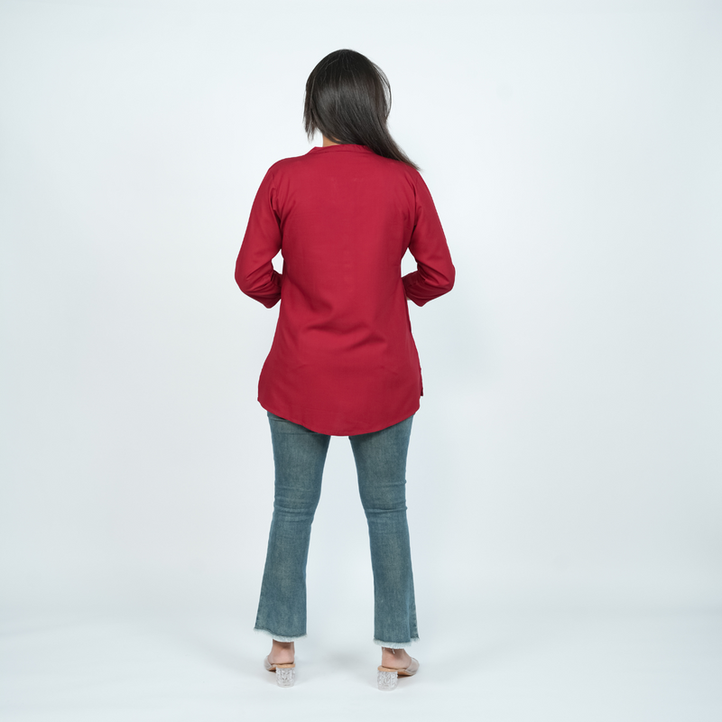 Daily Wear Maroon Cotton Kurti for Women – Magnetic Maroon