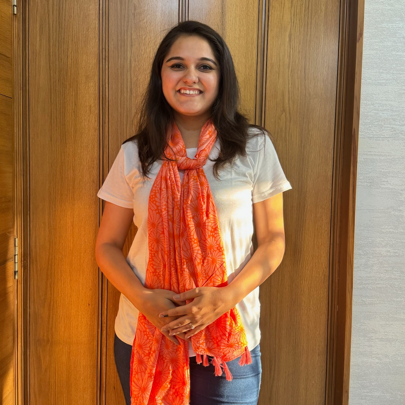 Spring Spark Floral Orange Cotton Scarf