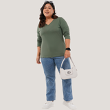 Matcha Mint Full Sleeves V-Neck T-shirt