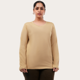 Biscotti Beige Full Sleeves V-Neck T-shirt