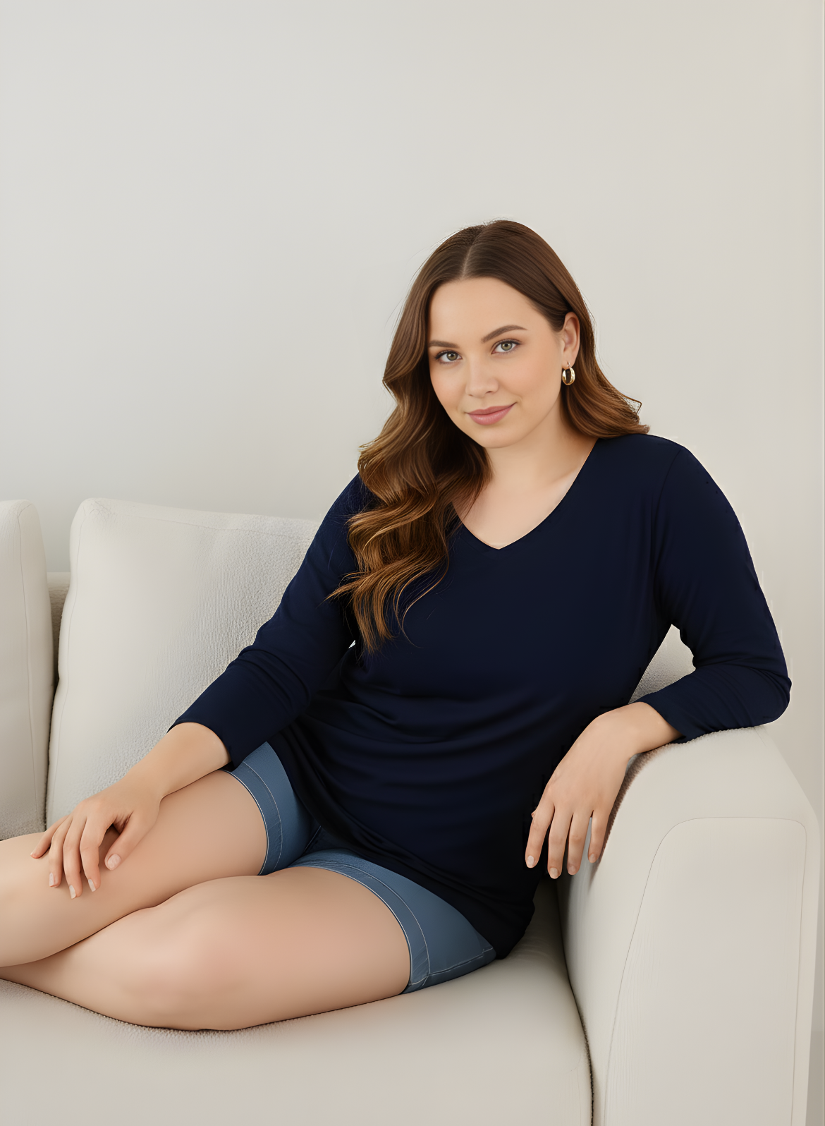 Ballsy Blue Full Sleeves V-Neck T-shirt