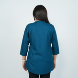 Solid Cotton Short Kurti for Women - Twilight Blue