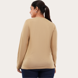 Biscotti Beige Full Sleeves V-Neck T-shirt