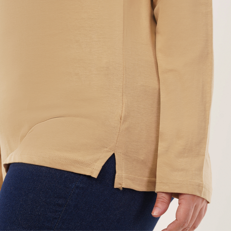 Biscotti Beige Full Sleeves V-Neck T-shirt