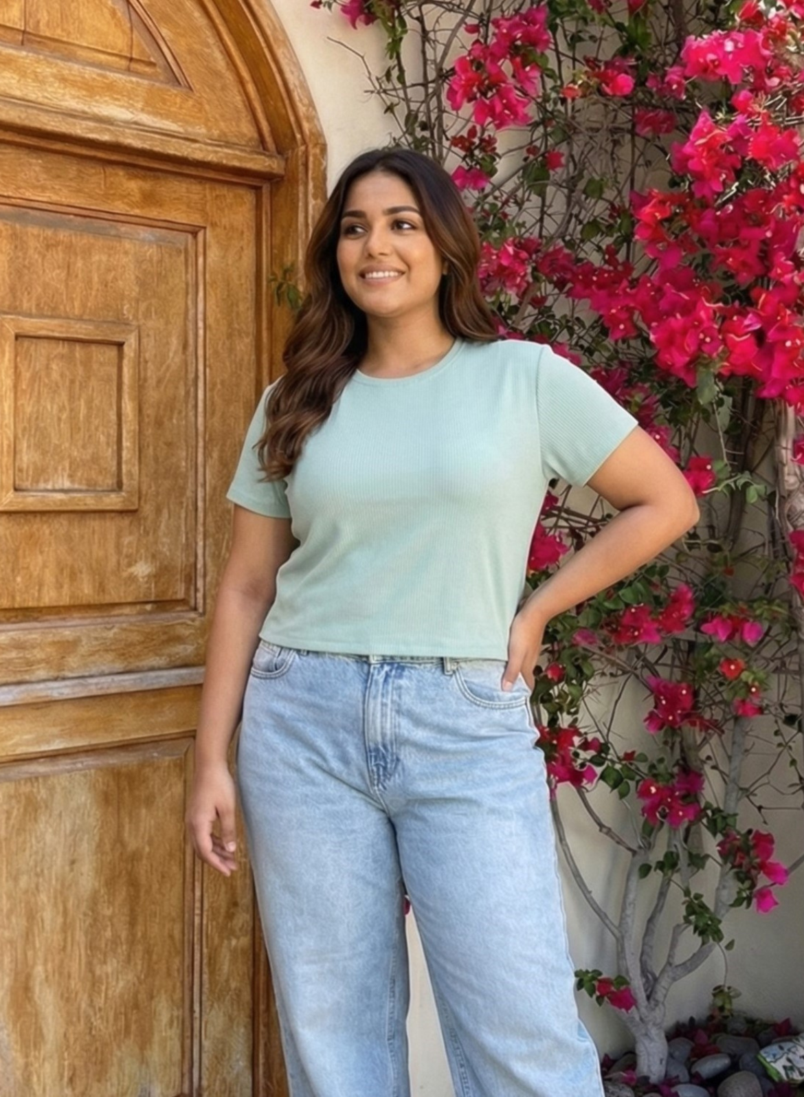 Palm Paradise Ribbed Crop Top