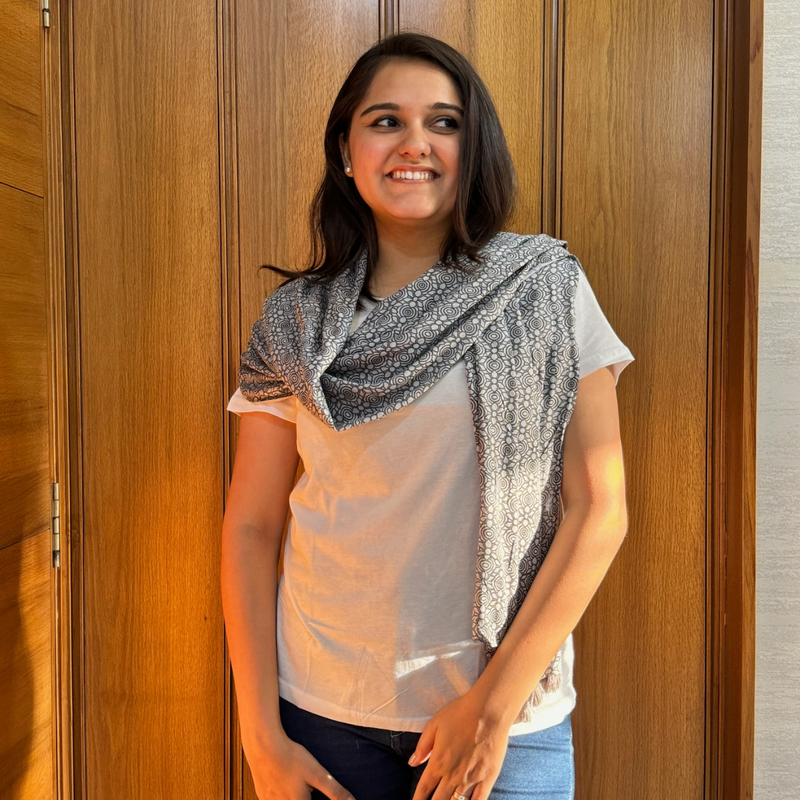 Summer Breezy Grey Cotton Scarf