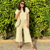 Creamy Ivory Ribbed Culottes Set