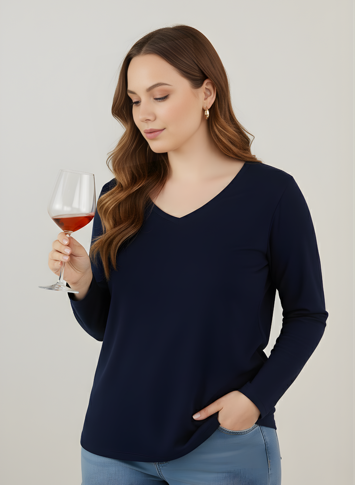 Ballsy Blue Full Sleeves V-Neck T-shirt