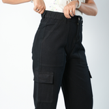 Women's Midnight Black Utility Cargo Jeans