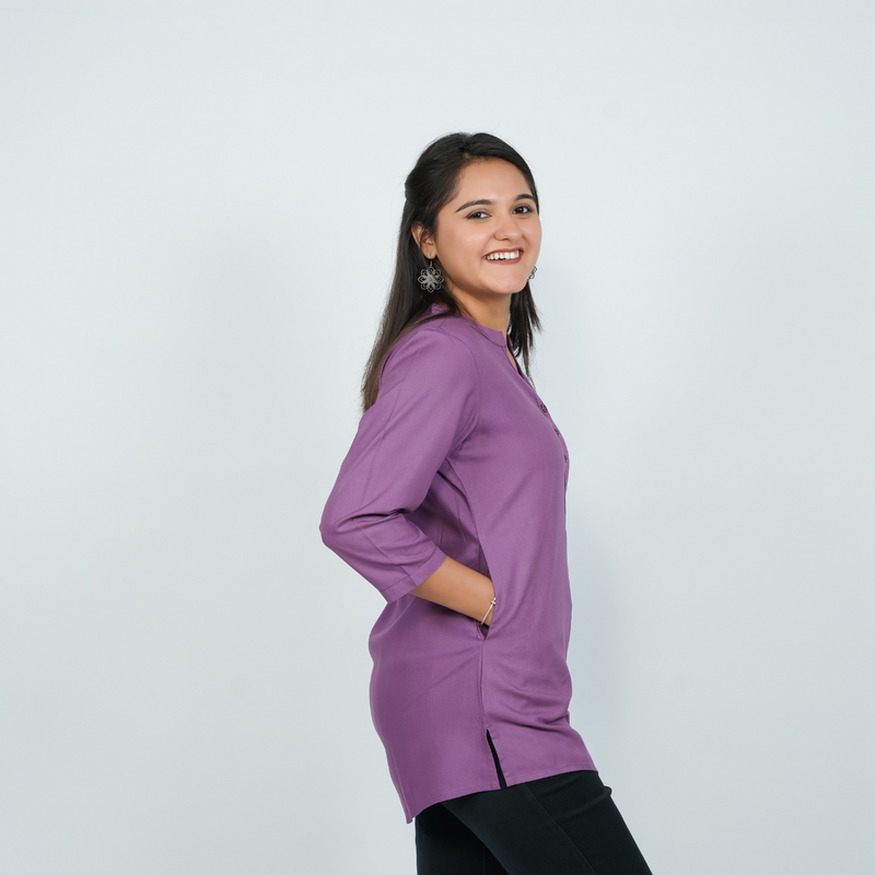 Stylish Cotton Kurti for Girls – Plum Orchid