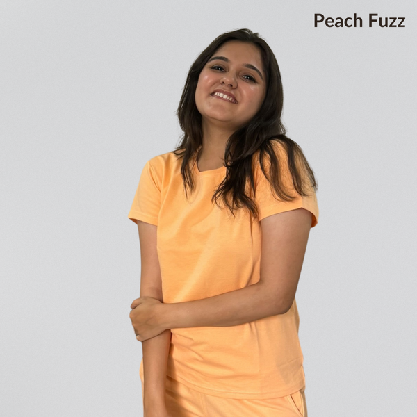 Peach Fuzz Relaxed Fit Round Neck T-shirt - Pantone Color of the Year 2024