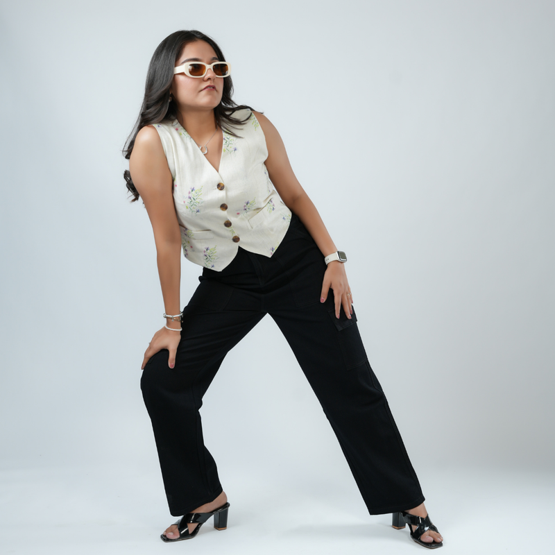 Women's Midnight Black Utility Cargo Jeans