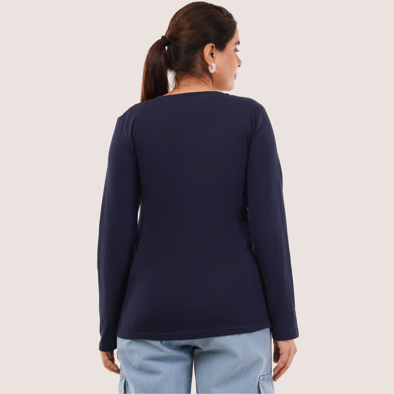 Ballsy Blue Full Sleeves V-Neck T-shirt