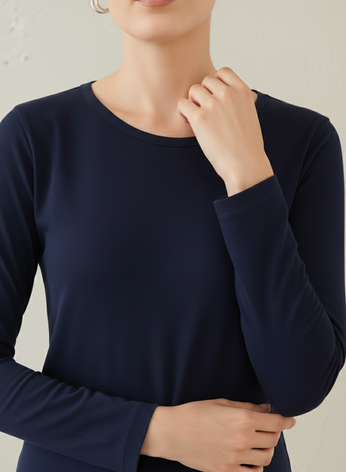 Ballsy Blue Full Sleeves Solid T-shirt for Women