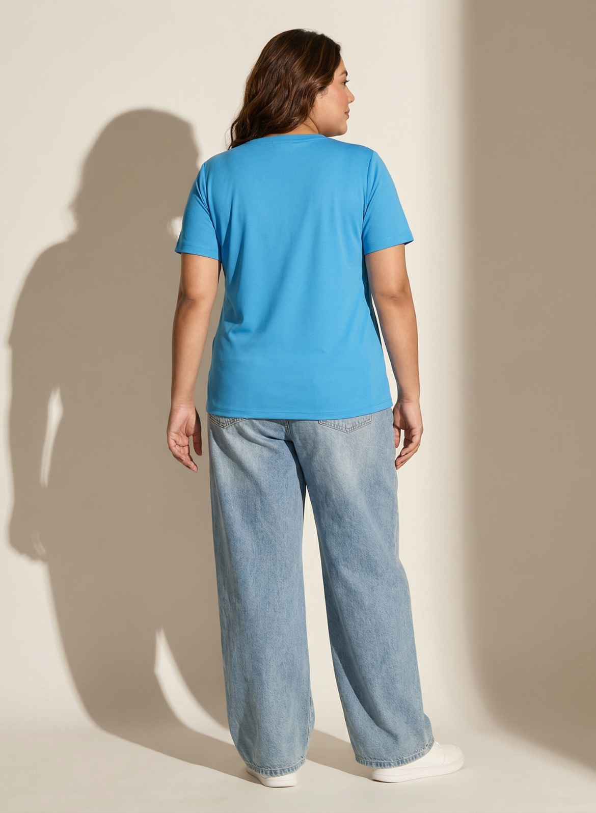 Trendy Turquoise Solid V-Neck T-shirt for Women