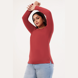 Coral Crush Full Sleeves Solid T-shirt for Women