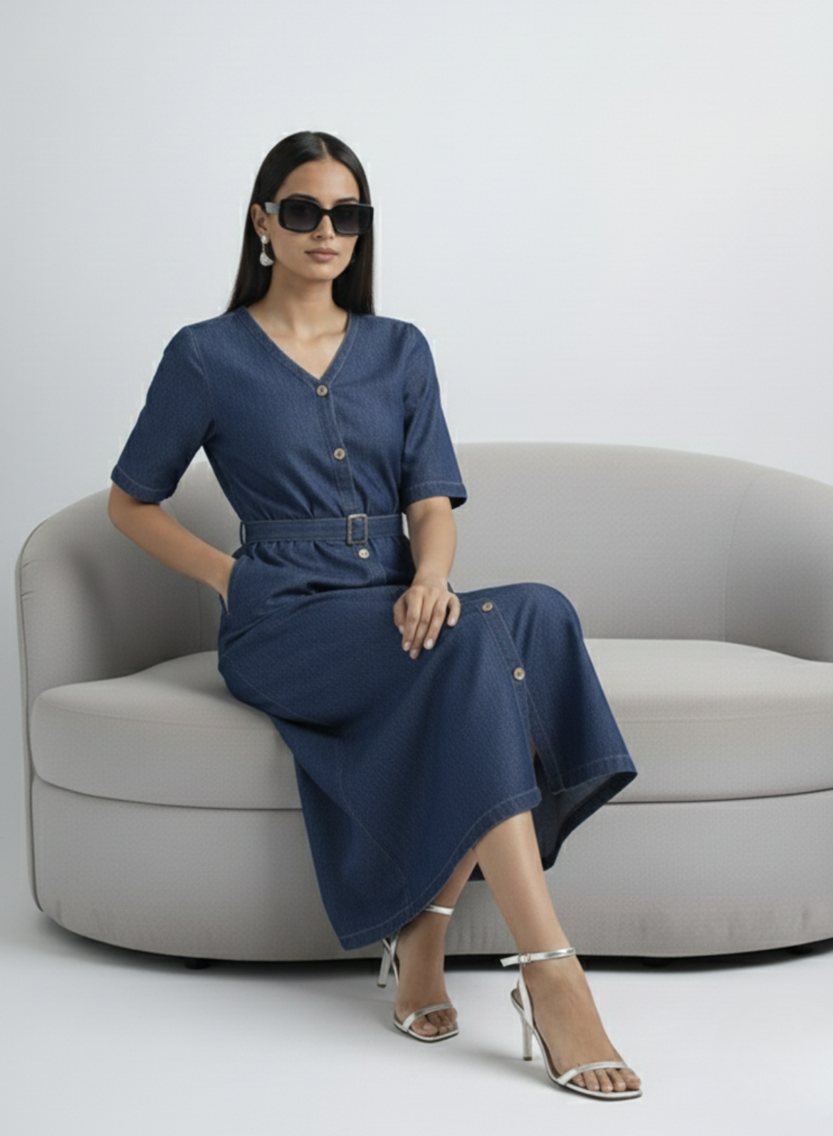Navy Blue Denim Dress