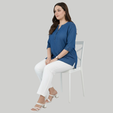 Navy Blue Denim Tunic Top