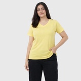 Lovely Lemon Solid V-Neck T-shirt for Women