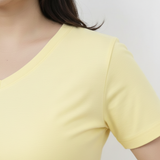 Lovely Lemon Solid V-Neck T-shirt for Women