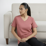 Pretty Pink Solid V-Neck T-shirt for Women