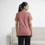 Pretty Pink Solid V-Neck T-shirt for Women