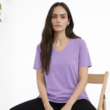 Lavish Lilac Solid V-Neck T-shirt for Women