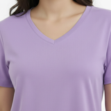 Lavish Lilac Solid V-Neck T-shirt for Women