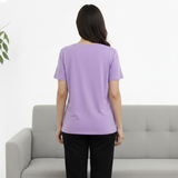 Lavish Lilac Solid V-Neck T-shirt for Women