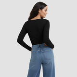 Brazen Black Full Sleeves Solid T-shirt for Women