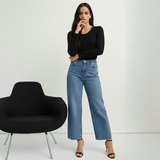 Brazen Black Full Sleeves Solid T-shirt for Women