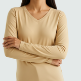 Biscotti Beige Full Sleeves V-Neck T-shirt